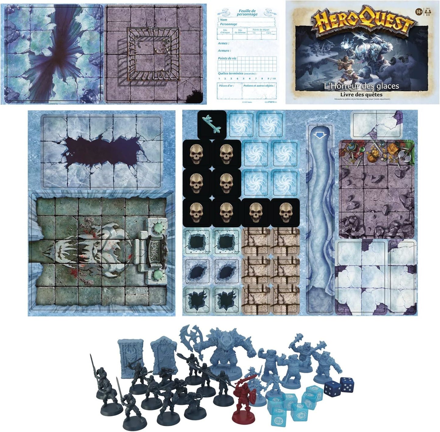 HeroQuest – L’Horreur des Glaces F5815 – Extension du système de jeu HeroQuest (10 nouvelles quêtes, figurines, pièges & artefacts) – Avalon Hill / Hasbro (FR version)