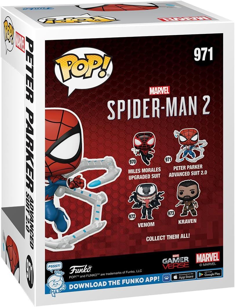 Peter Parker (Advanced Suit 2.0) #971 Pop! Vinyl Figure 76109 – Spider-Man 2 Funko Collectible 3.75″ Marvel Game Character Figure