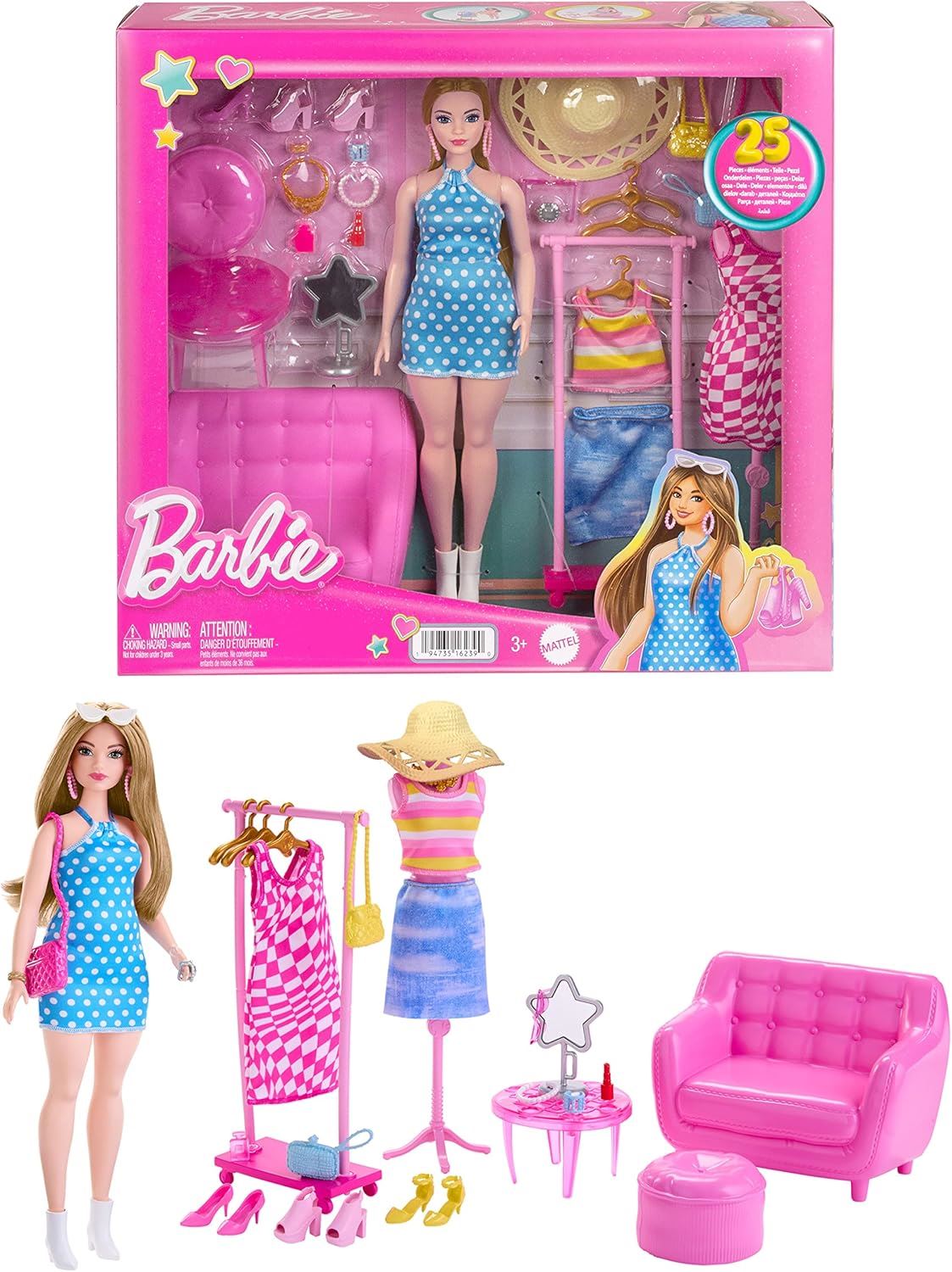 Barbie Doll & Closet Fashion Set HPL78 (Barbie)