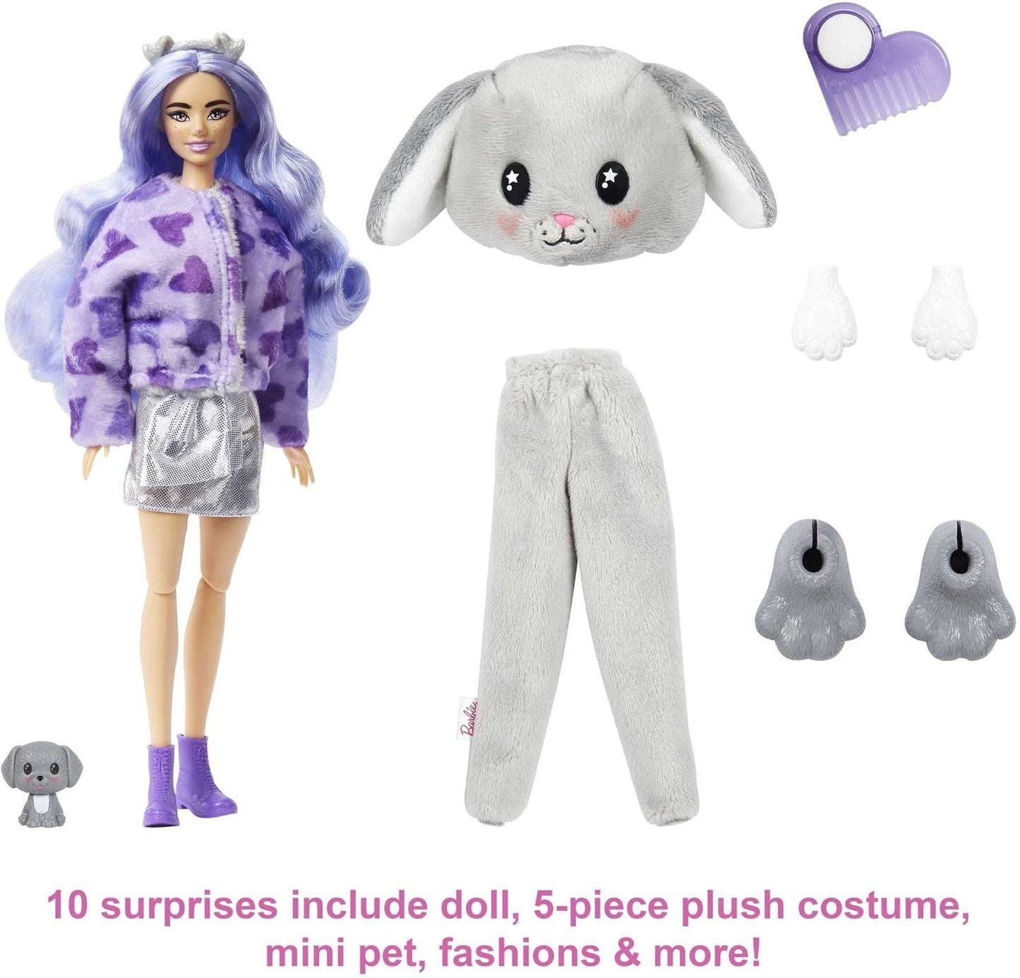 Puppy Cutie Reveal Doll with Plush Costume & 10 Surprises HHG21 (Barbie)