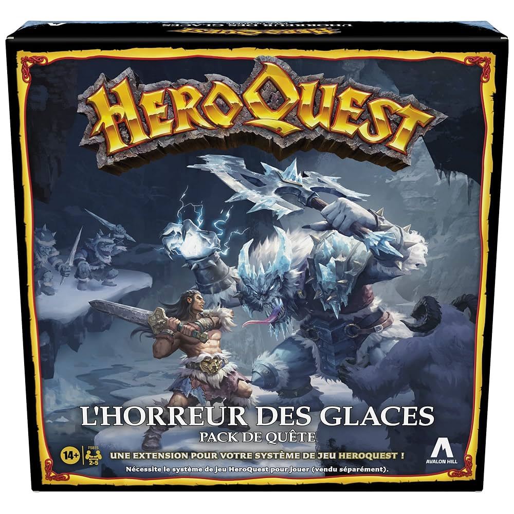 HeroQuest – L’Horreur des Glaces F5815 – Extension du système de jeu HeroQuest (10 nouvelles quêtes, figurines, pièges & artefacts) – Avalon Hill / Hasbro (FR version)