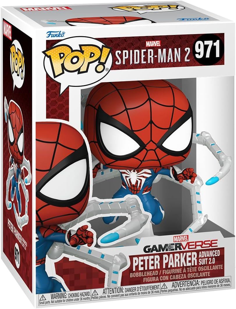 Peter Parker (Advanced Suit 2.0) #971 Pop! Vinyl Figure 76109 – Spider-Man 2 Funko Collectible 3.75″ Marvel Game Character Figure