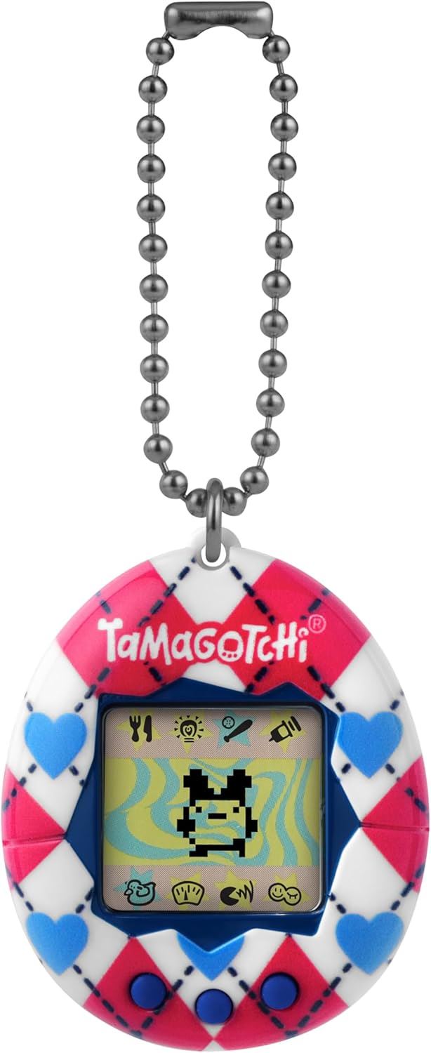 ARGYLE HEART (Gen 2) | Classic 1997 Virtual Pet with Chain & Mini-Game (BANDAI Original Tamagotchi)