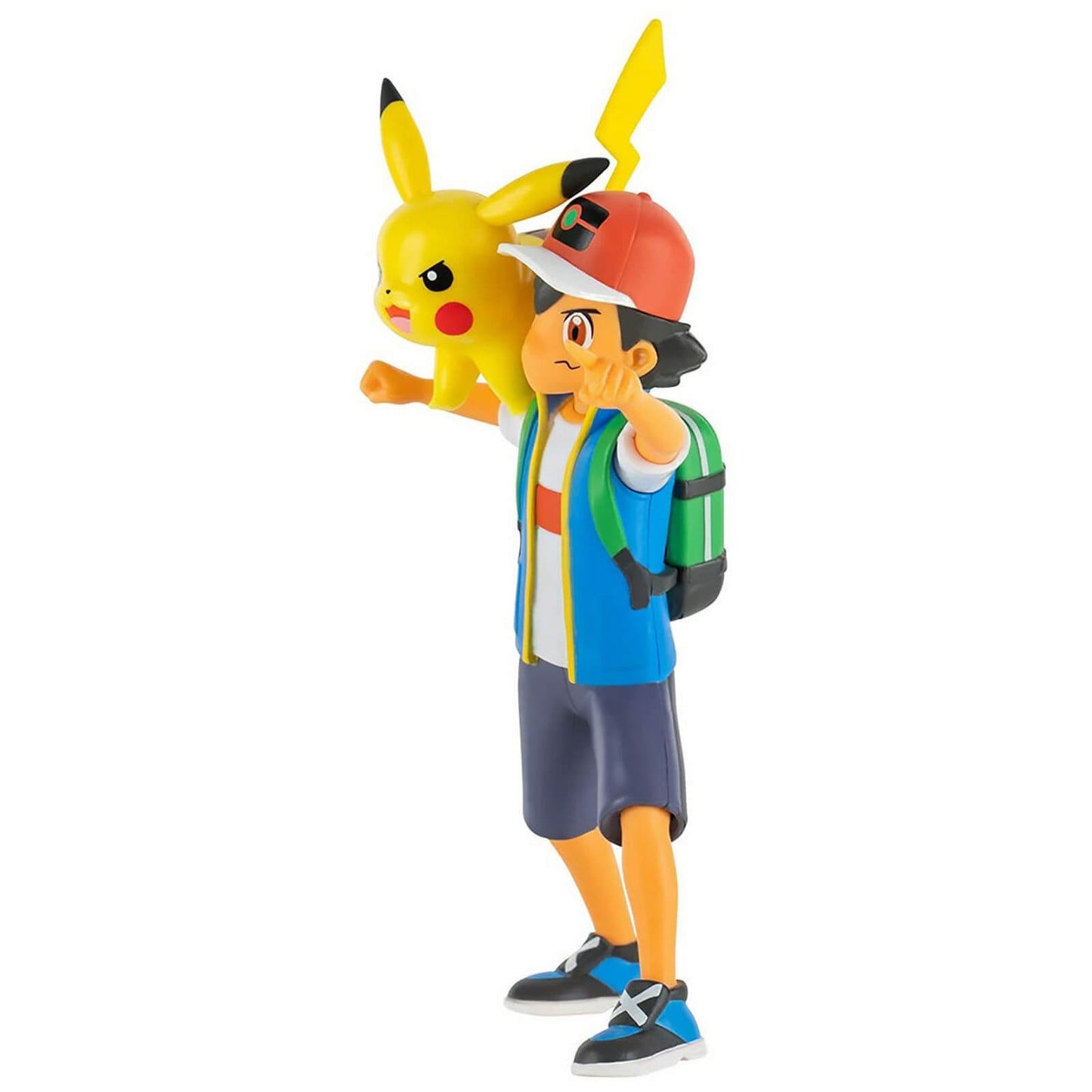 Ash + Pikachu 4.5″ Battle Feature Figure – Pokémon PKW2473 by Jazwares – Launcher Move Action Set with 2-Inch Pikachu