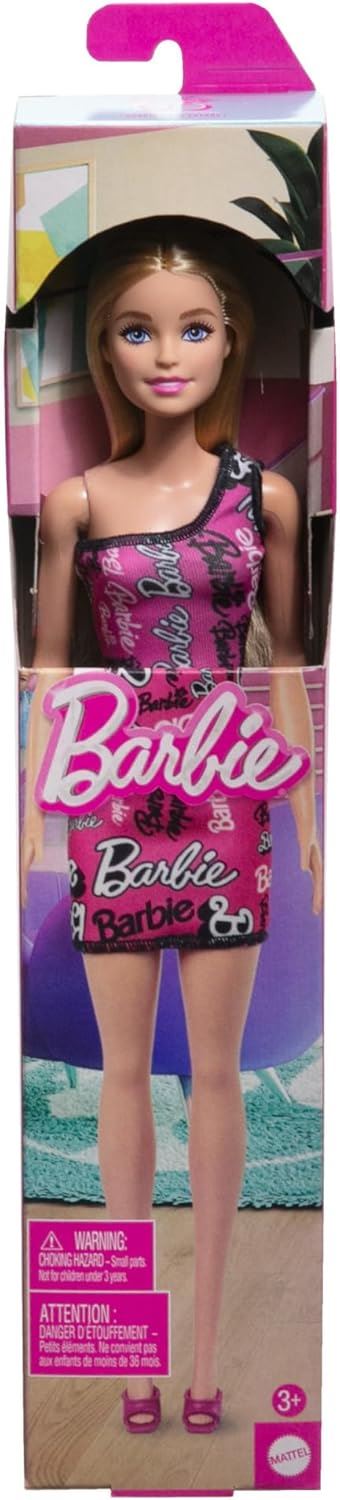 Barbie Fashion Doll with Straight Blonde Hair Pink Dress & Shoes HRH07