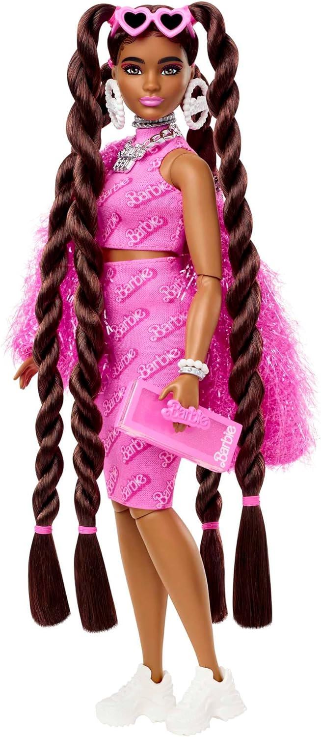Barbie Extra Doll #14 Pink Outfit Sparkly Jacket and Pet Puppy Doll HHN06 Mattel