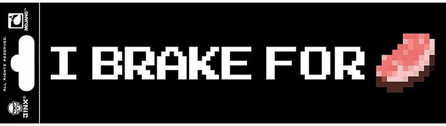 JINX Minecraft I BRAKE FOR PORKCHOP Bumper Sticker (Black)